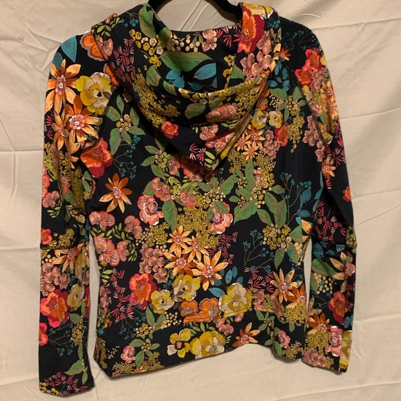 SOLD** 180 NWT XS Johnny Was bohemian floral on black Camilla hoodie - Picture 9 of 16